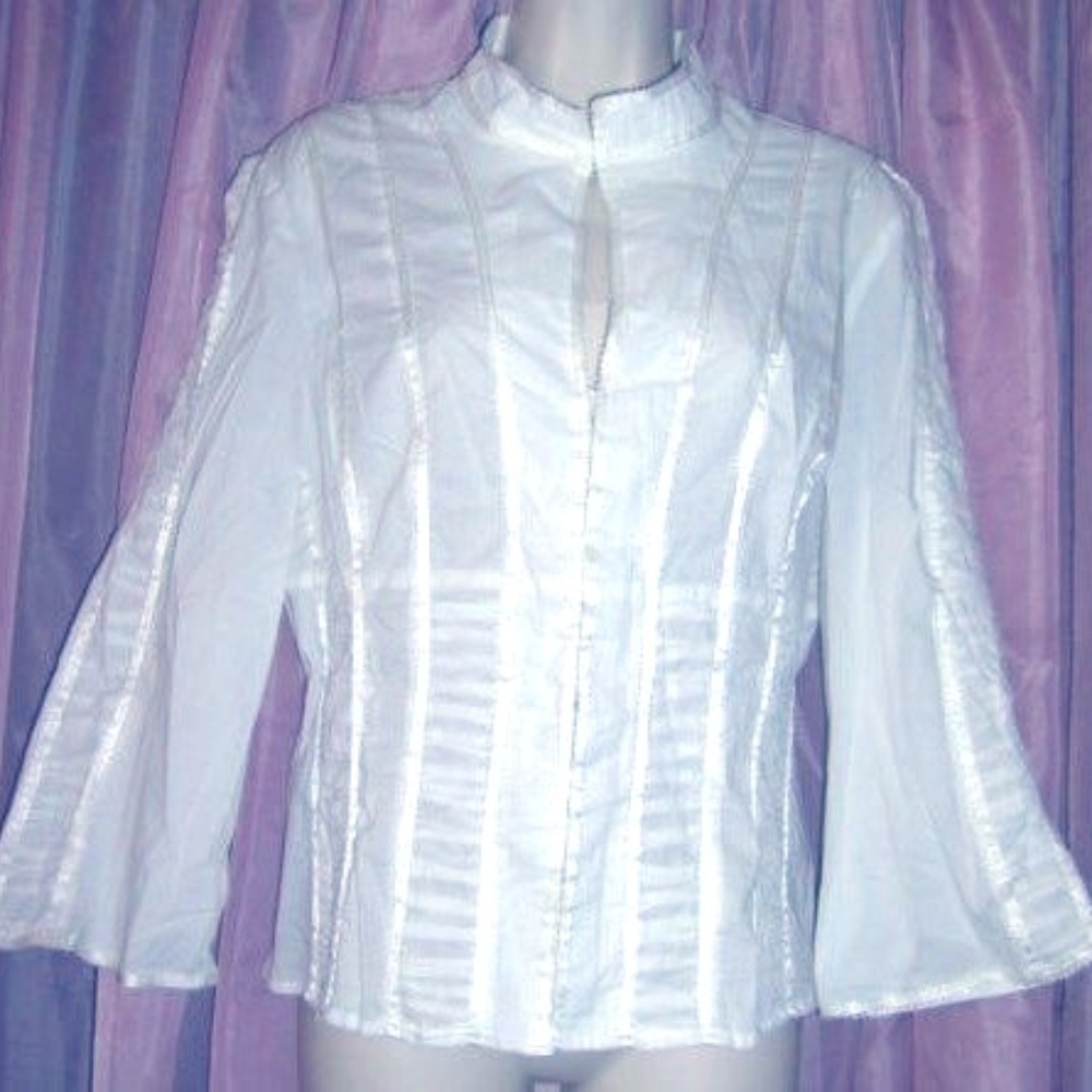 Uniquely Designed White Ribbon Top Blouse